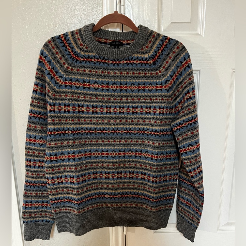 J Crew Fair Isle Sweater Small Grey